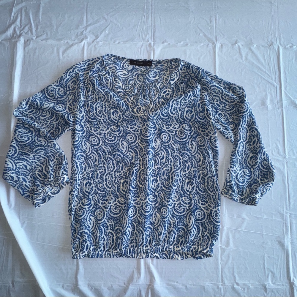 The Limited Black and White‎ 3/4 Sleeve Relaxed Blouse